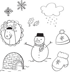 Hand-drawn Winter Package Cartoon style