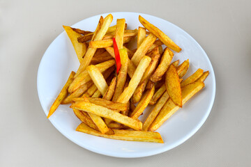 French fries Snack food crispy potato . Fast food or  snacks concept. Patates cips.