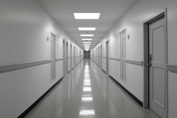 Empty hallway with storage units. Generative AI
