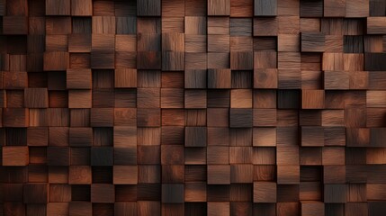 Dark color wood background with 3d cube texture wooden