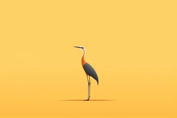 Foto op Plexiglas Minimalist design of heron over yellow background © Pajaros Volando