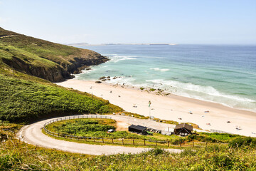 view of beach, photo as a background , in finisterre north spain, galicia, spain, europe