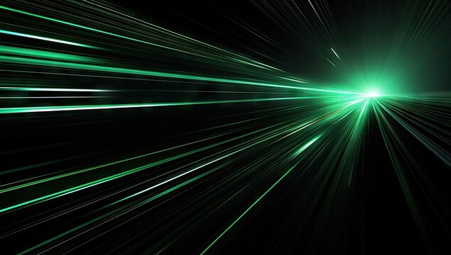 green lines in motion on a black background Generative AI