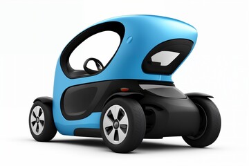 a brand-less generic concept car. Modern electric car isolated on white background with a shadow on the ground. 