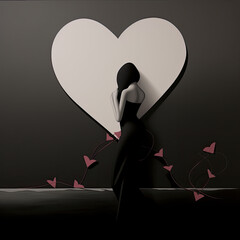 white broken heart love alone model - by generative ai