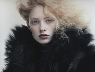 Fototapeta premium Portrait of a beautiful woman in an old-fashioned style. Women's fashion and beauty.