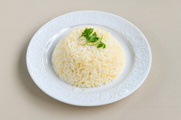 Traditional delicious Turkish food; Turkish style rice pilaf (Turkish name; Arpa sehriyeli. tavuklu, nohutlu, kavurmali, kuru fasulyeli, pirinc pilavi)