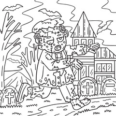 Zombie Frankenstein Coloring Pages for Kids