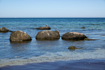 sea and rocks , image taken in rugen, north germany, europe - 674137574