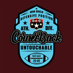 American football badge. t shirt graphics. print. vector