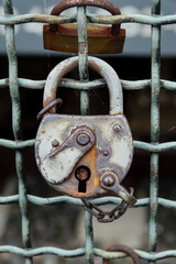 old rusty padlock taken in cologne germany, north europe - 674139151