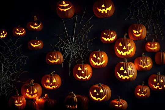 halloween background with pumpkins generated by AI technology	