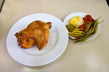 Chicken wings barbeque in a dish with BBQ grill sauce . Izgara tavuk kelebek sis kanat. Tavuk sis, gogus.