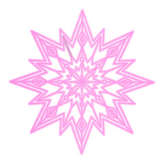 Outline neon pink snowflake .Retro neon Winter.Beautiful Christmas decoration Vector Illustration
