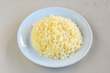 Traditional delicious Turkish food; Turkish style rice pilaf (Turkish name; Arpa sehriyeli. tavuklu, nohutlu, kavurmali, kuru fasulyeli, pirinc pilavi)