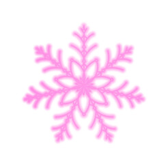 Outline neon pink snowflake .Retro neon Winter.Beautiful Christmas decoration Vector Illustration.