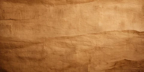Fotobehang Vintage rough paper for texture background, old brown kraft wrapping sheet. Worn craft cardboard for packaging or painting. Pattern, parchment, banner, nature, antique © karina_lo