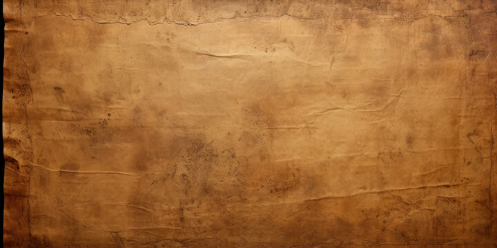 Old paper texture background, worn rough ancient parchment. Vintage grungy brown page from rare book. Theme of antique, grunge, medieval manuscript, history, journal, banner, history
