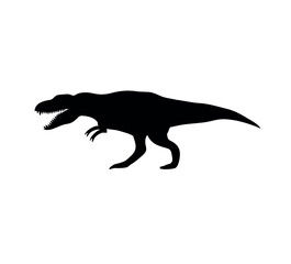 Vector tyrannosaurus rex dinosaur silhouette isolated on white background