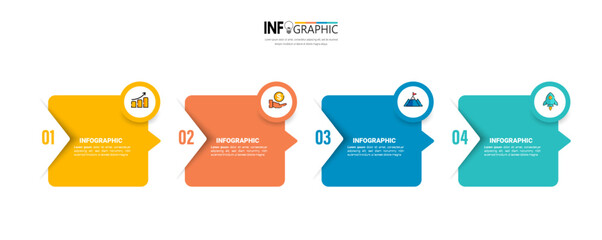 Infographics design template, business concept with 4 steps or options, can be used for workflow layout, diagram, annual report, web design.Creative banner, label vector.	
