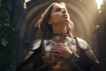 Joan of Arc. The Maid of Orleans is a national heroine of France, one of the commanders of French troops in the Hundred Years' War - obrazy, fototapety, plakaty