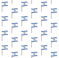 Vector seamless pattern of flat Israel flag isolated on white background