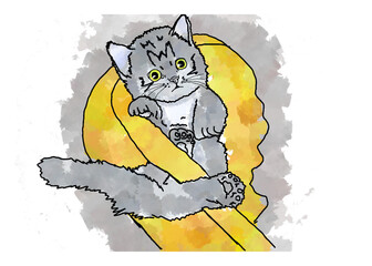 Animal - Pet - Adorable Cat - Kitten - Kitty Watercolor illustration