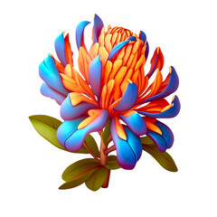 Rhododendron Flower: Orange, Blue, Violet Illustrations for Vibrant Designs
