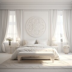 White Bedroom, Luxury Villa, Generative AI
