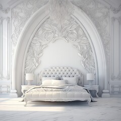 White Bedroom, Luxury Villa, Generative AI - obrazy, fototapety, plakaty