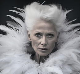 Fashion portrait of an aged supermodel. Style, fashion and beauty.