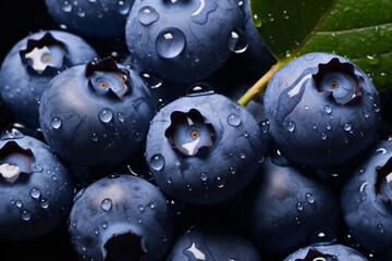 Fresh Blue Berries with Water Drops