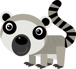 cartoon scene with tropical animal happy lemur isolated illustration for children
