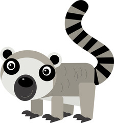 cartoon scene with tropical animal happy lemur isolated illustration for children