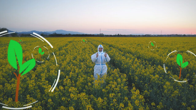 Future concept: engineer analysing agriculture crop health with technology - Powered by Adobe