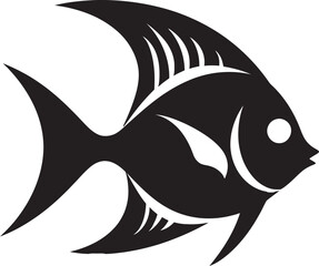 Angelfish Elegance in Black Vector Emblem Black Angelfish Icon Graceful Vector Design