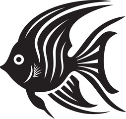 Graceful Angelfish Symbol Iconic Black Logo Sculpted Perfection Black Angelfish Vector