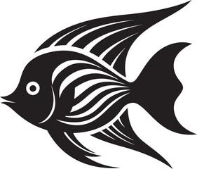 Intricate Angelfish Design Black Icon Emblem Black Vector Mastery Angelfish Logo Art