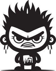 Intense Aerosol Fury Black Mascot Icon Rebel with a Can Angry Spray Paint Design