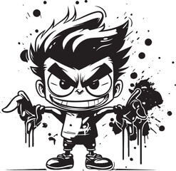 Black Spray Paint Rage Mascot Emblem Vector Mastery Angry Spray Can Logo
