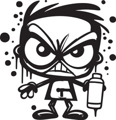 Fury Unleashed in Black Spray Paint Icon Spray Paint Rebellion Angry Logo Artistry
