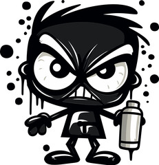 Angry Spray Can Signature Logo Brilliance Fury Unleashed in Black Spray Paint Icon