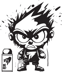 Mascot of Aggression Angry Logo Design Vector Artistry Angry Spray Paint Icon