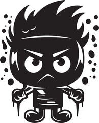 Spray Paint Rebellion Angry Logo Artistry Raging Graffiti Emblem Black Mascot Vector