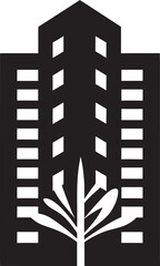 Urban Elegance in Black Apartment Logo Luxurious Residence Cityscape Emblem in Black