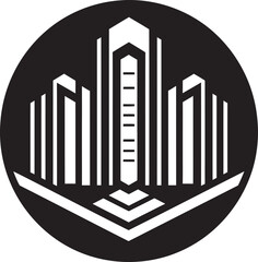 Skyline Beauty Apartment Building in Black Iconic Urban Oasis Black Apartment Logo