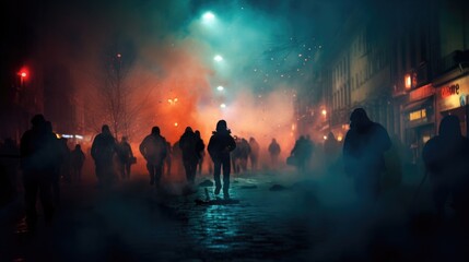 Riots on the streets. Abstract blurred background. - obrazy, fototapety, plakaty