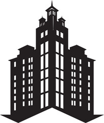 Icon of Elegance Black Logo Design for Apartments Modern Urban Dwelling Vector Icon in Black