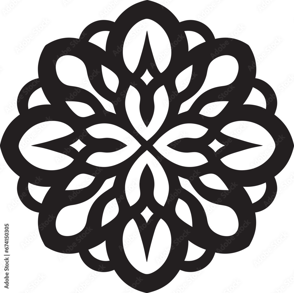 Wall mural arabesque charm black floral logo icon arabic treasures floral tiles in black vector