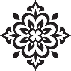 Arabic Treasures Unveiled Black Floral Tiles Geometric Excellence Arabic Floral Icon in Vector
